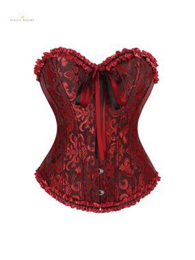 Jacquard Overbust Corset Top Lace-Up Renaissance Victorian Costume